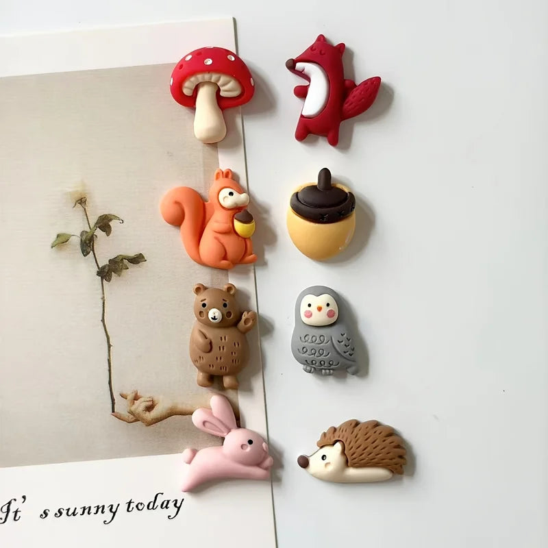 8Pc Fox Hedgehog Animal Refrigerator Magnets Resin Cute Magnet Gift