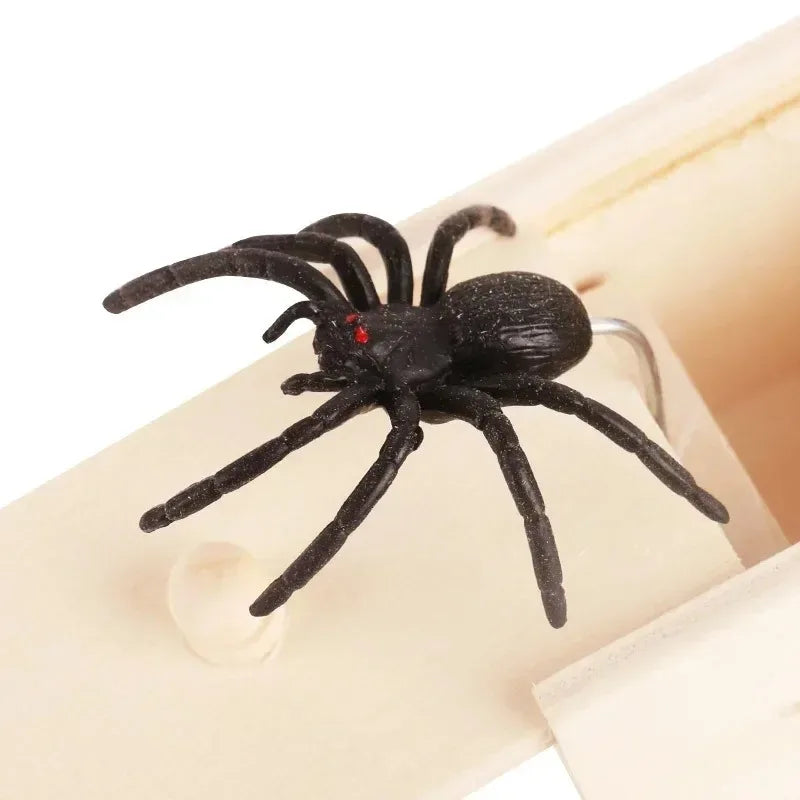 Wooden Spider Prank Box - Hidden Surprise Trick Toy for Kids & Parties
