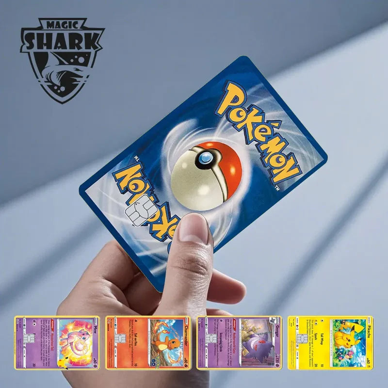 Credit Card Sticker Cover with Bulbasaur Pikachu Charmander Squirtle Mew Gengar