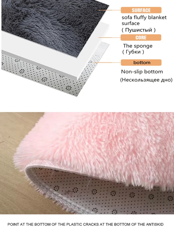 Plush Round Carpet for Living Room and Bedroom - Super Soft Fluffy Non-Slip Floor Mat