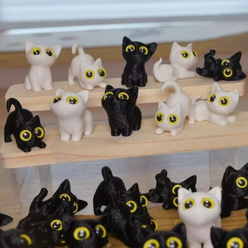 Mini Cat Figurines Set - Resin Cute Kitten Micro Landscape Garden Decor - 5 Pieces