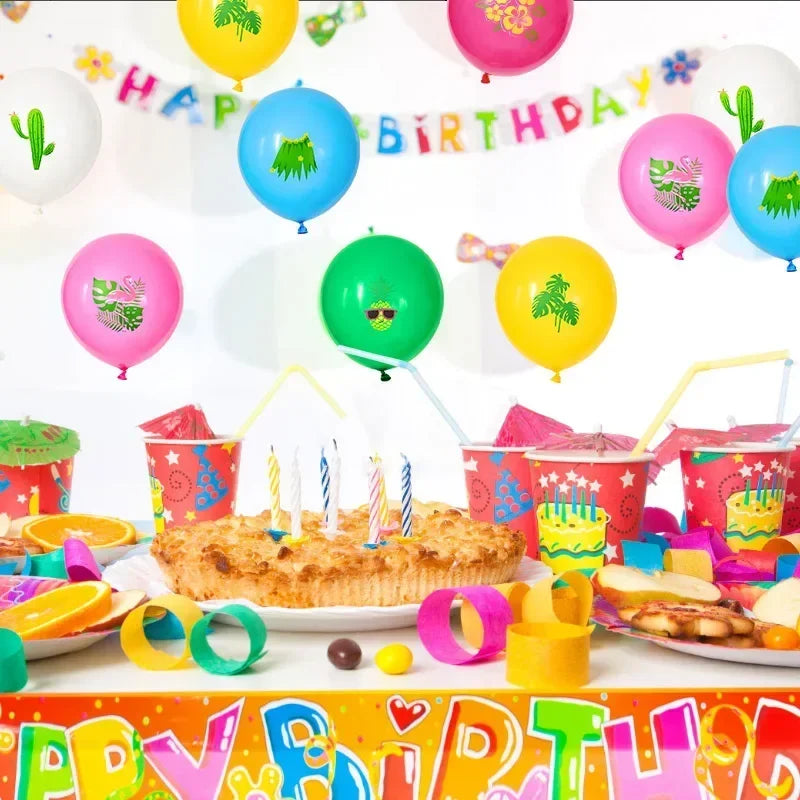 12-Inch Hawaiian Aloha Tropical Latex Balloons for Summer Beach Birthday Party