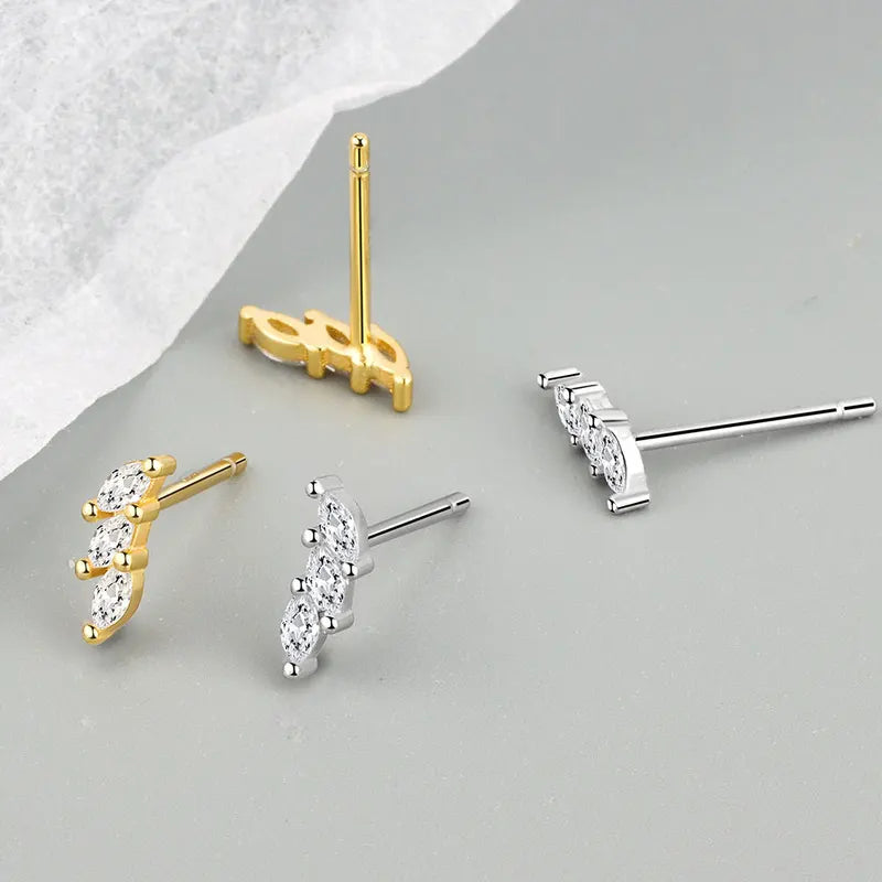 3-Piece Stainless Steel Hoop Earring Set for Women with Zircon Flower Studs