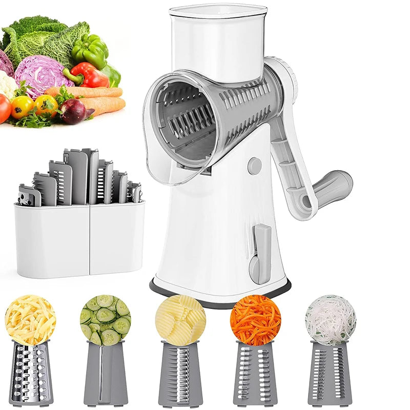 5-in-1 Rotary Cheese Grater Shredder Vegetable Julienne Slicer Kitchen Tool
