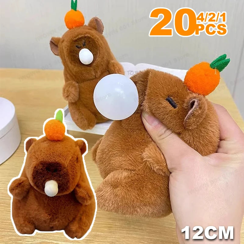 Cute Capybara Plush Keychain with Bubble Blower - Portable Animal Gift