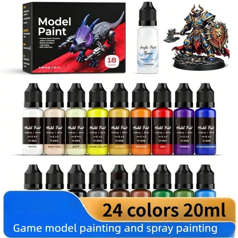 24 Colors Acrylic Paint Set 20ml Water-Based Quick Dry Handmade Art Supplies