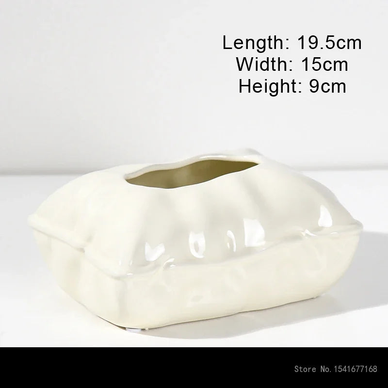Ceramic Tissue Box Cover Cream Light Luxury Napkin Dispenser Home Decor