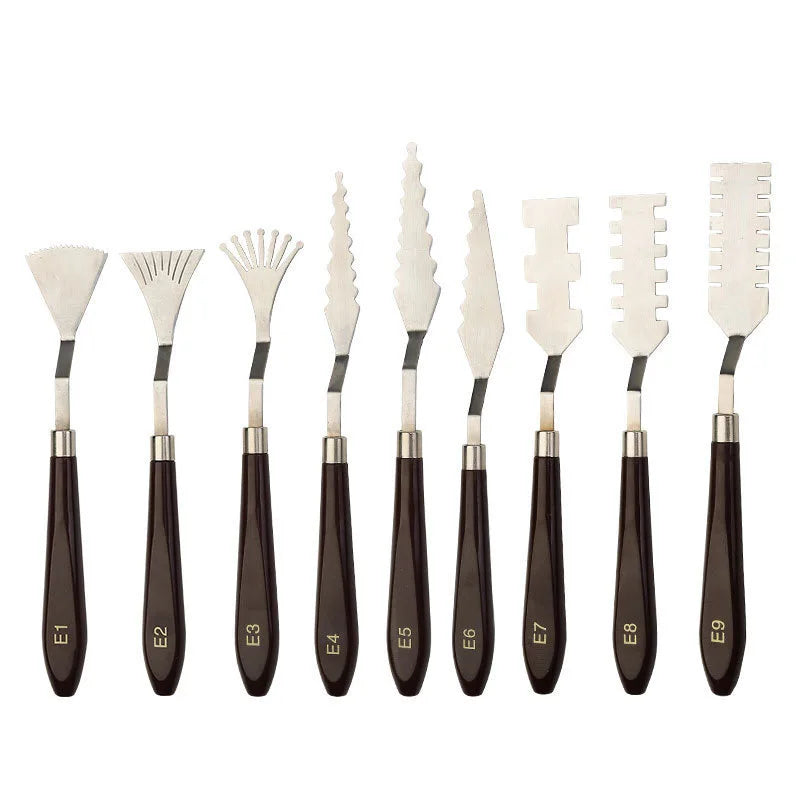 Oil Painting Palette Knife Set for Acrylic Gouache Art – 9 Piece Art Tools
