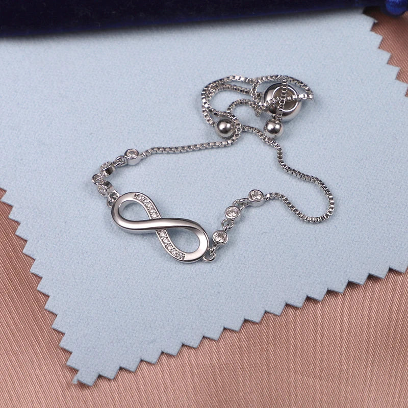 Lucky Symbol Zircon Silver Bracelet for Women - Romantic Valentine's Day Gift