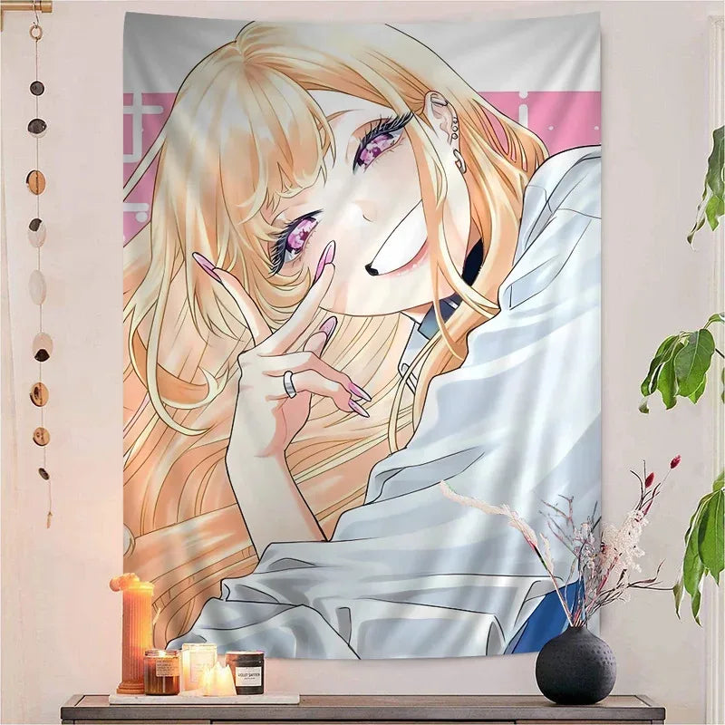 Anime Girl Tapestry Wall Art for Bedroom Dorm Living Room Decor - Vibrant Pop Art
