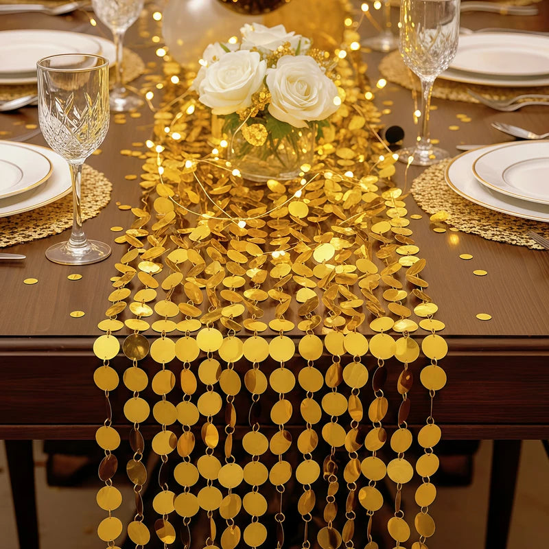 Shimmer Golden Sequin Curtain Backdrop for Weddings Parties Holiday Decor