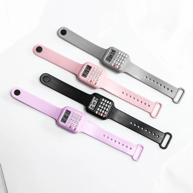 Children's Digital Watch with Calculator Rubber Strap for Kids & Students