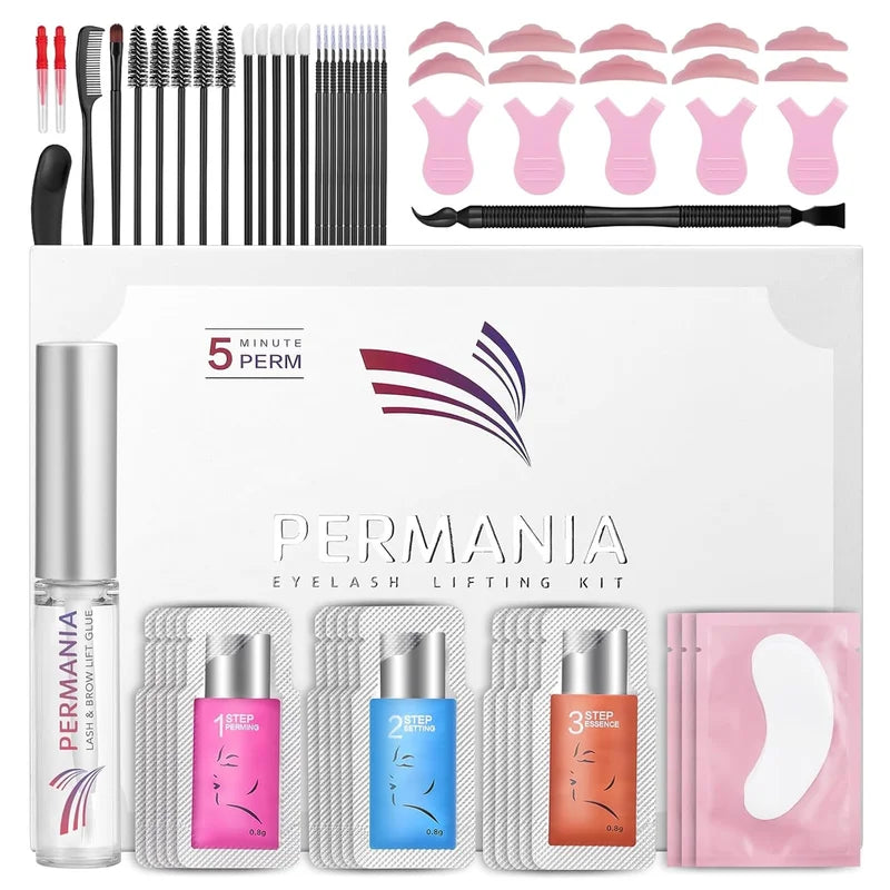 Lash Lift Kit 15 Pcs Fast Eyelash & Brow Perming Set with Strong Glue