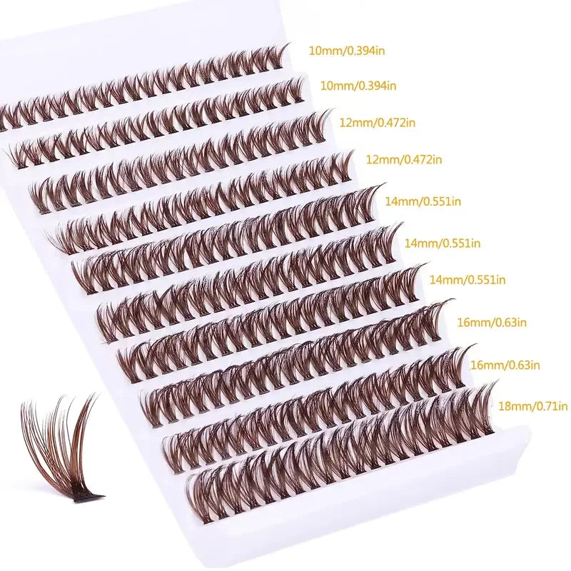 Brown Eyelash Clusters 8-16mm Natural Look Fake Eyelash Extensions DIY Makeup