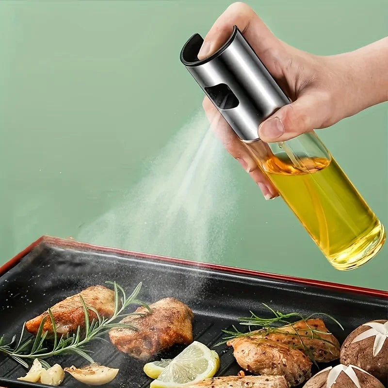 Oil Dispenser 100ml Stainless Steel & Glass Drop-Resistant Salad Vinegar Air Fryer