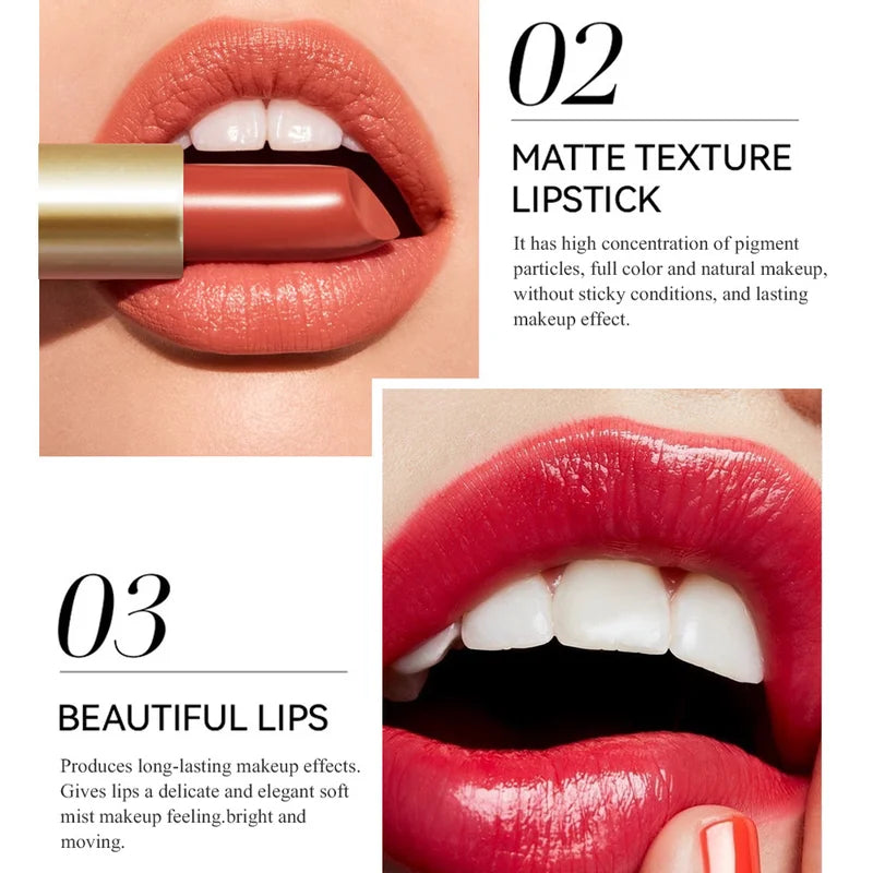 Long Lasting Matte Waterproof Lip Gloss - 6-Color Lipstick Set for Daily & Party Makeup