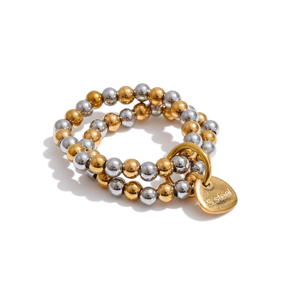 Handmade Beads Jewelry Elastic Bracelet Ring Set Waterproof Summer Fashion