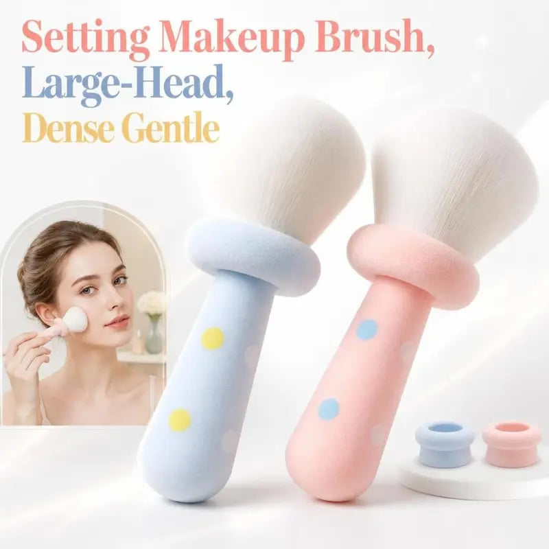 Large-Head Powder Makeup Brush Reusable Dense Loose Powder Brush Mushroom-Shaped