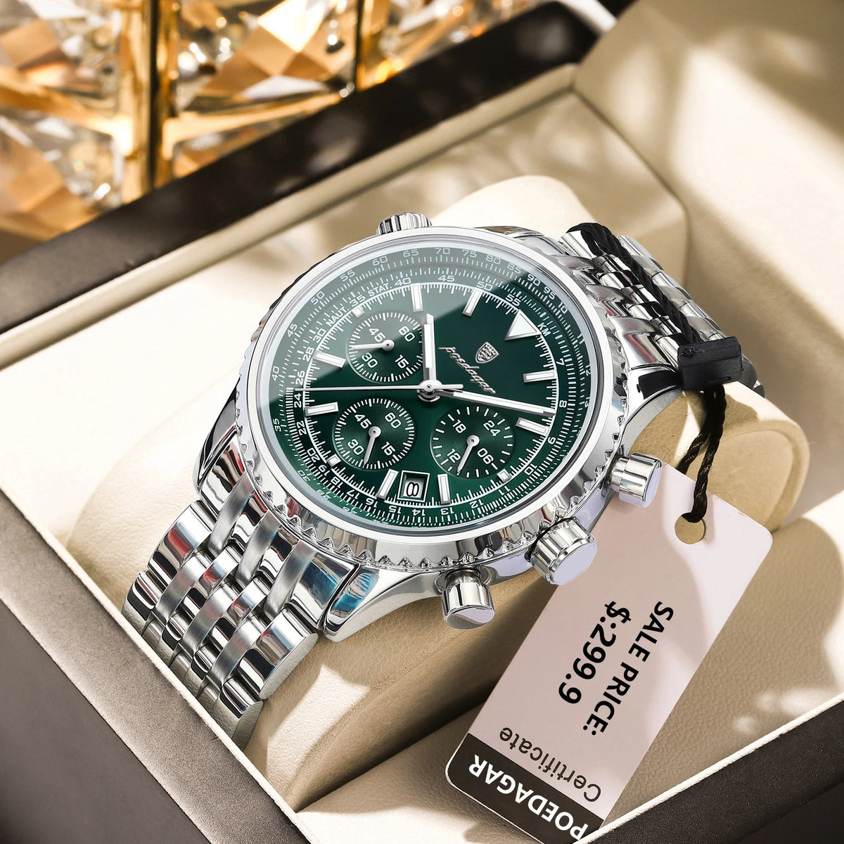 Men's Waterproof Luminous Chronograph Military Watch Stainless Steel Quartz