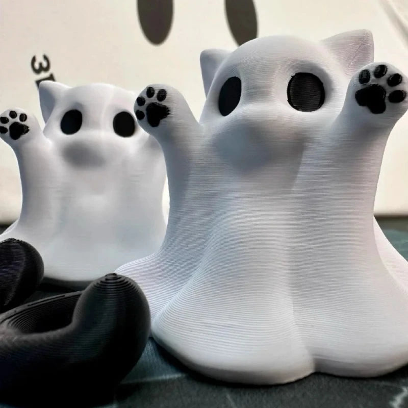 Mini Cat Ghost Halloween Figurine - Spooky Desk Decor & Collectible Gift
