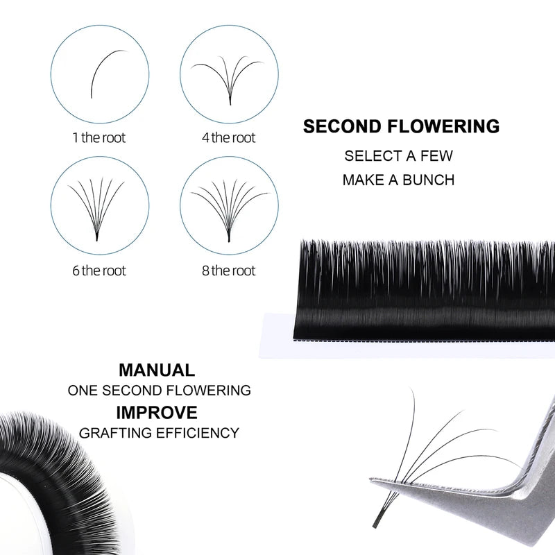 Easy Fanning Flowering Volume Faux Mink Eyelashes - Natural Long Lash Extensions