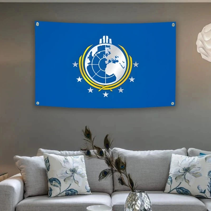 Outdoor Garden Flag - Helldivers Super Earth Banner 3x5ft & 2x3ft Polyester