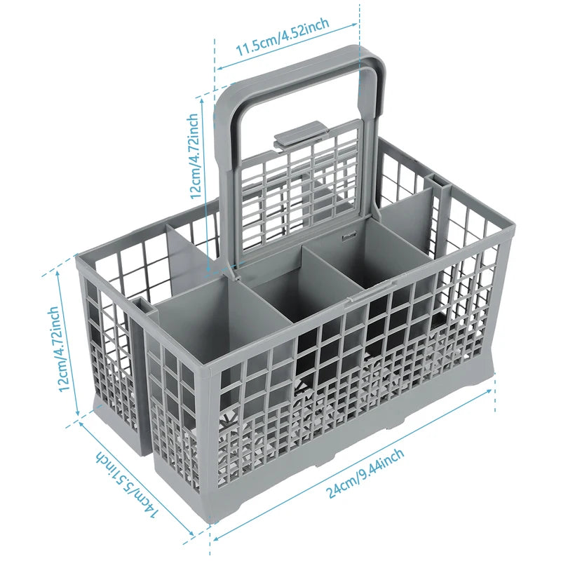 Foldable Dishwasher Cutlery Basket - Universal Silverware Holder, Gray