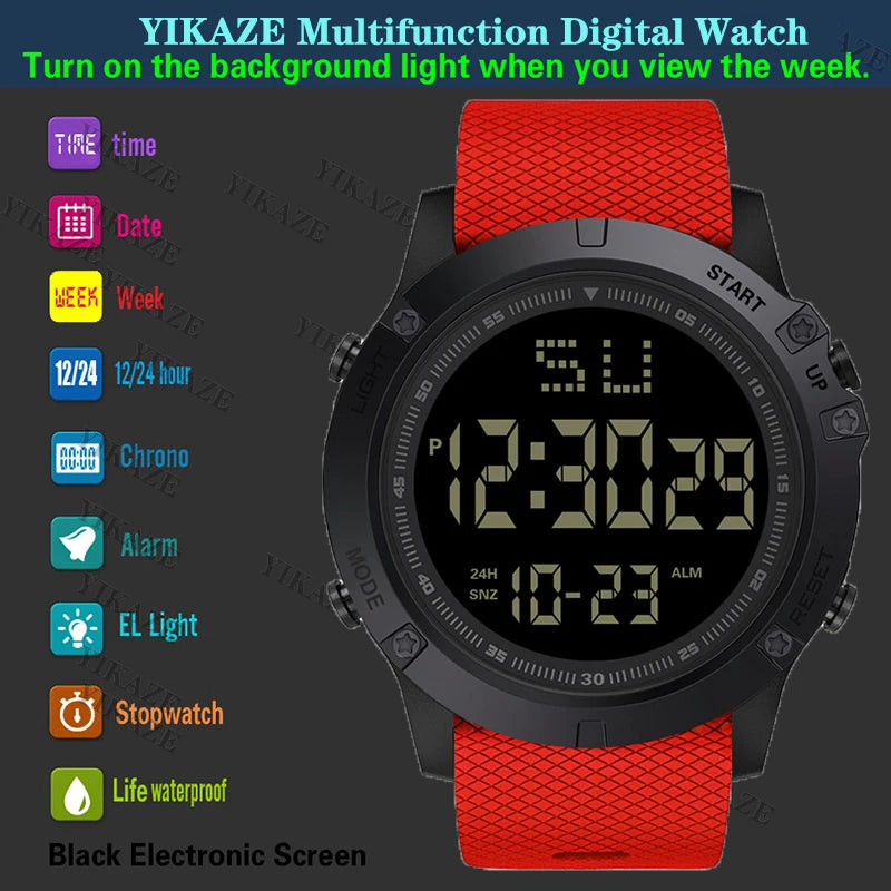 Men's Multifunction Sports Digital Watch Waterproof LED Military Style