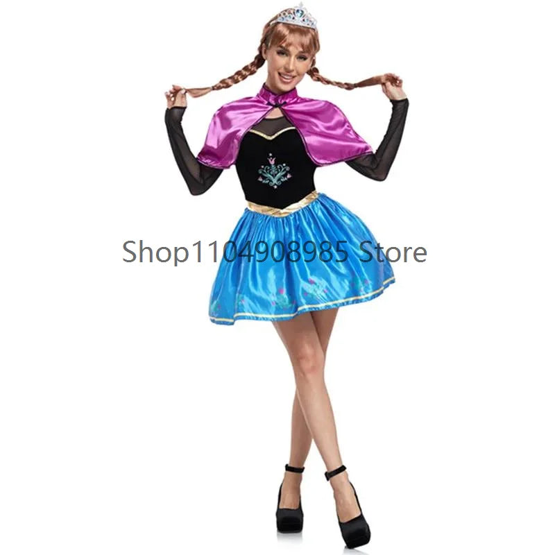 Halloween Princess Cosplay Costume Set with Masquerade Queen Dress for Adults