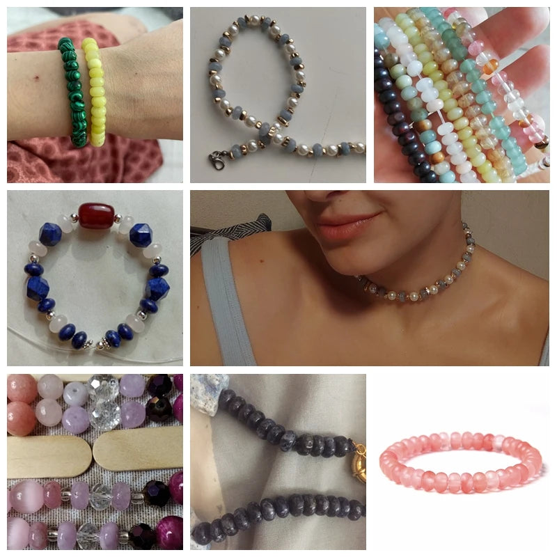 Natural Stone Rondelle Beads for Jewelry Making 5x8mm - Multiple Colors