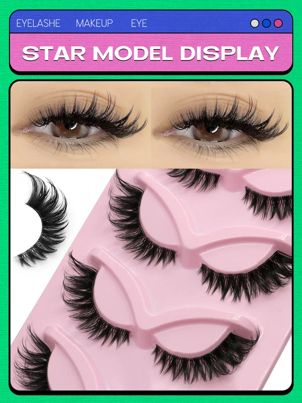 False Eyelashes Cat Eye Faux Mink Lash Natural Wispy Look Easy to Apply