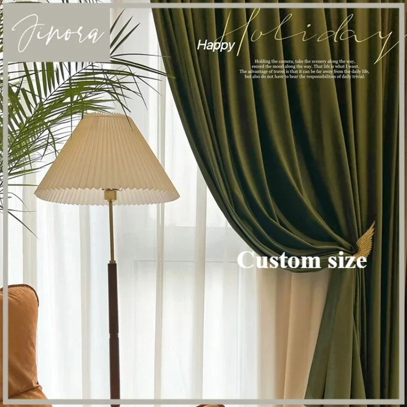 Luxury Velvet Curtains for Living Room & Bedroom - Blackout, French Minimalism