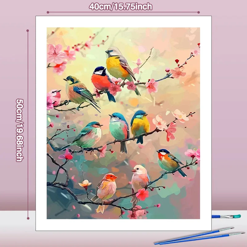 Paint By Numbers Kit Birds Flowers Animals Creative Art Set - Multiple Sizes