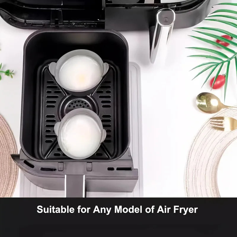 Silicone Egg Poacher Cups for Air Fryer - Reusable & Non-Stick Egg Mold Set