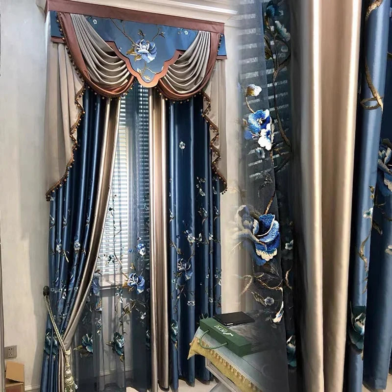 Luxury Embroidered Window Curtains for Living & Dining Rooms - Custom Sizes & Colors