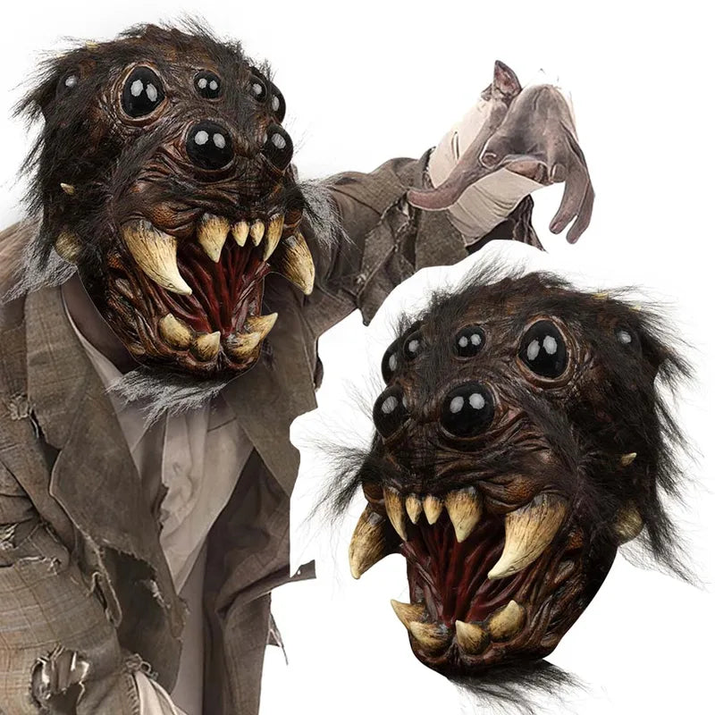 Creepy Spider Mask Latex Horror Costume Prop for Halloween Party
