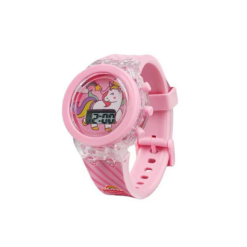 Kids LED Light Up Cartoon Watch with Colorful Flashing Lights, Water Resistant, Adjustable Silicone Strap