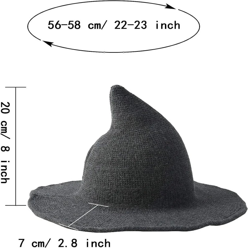 Vintage Halloween Witch Hat Woolen Long Point Hat for Women Party Cosplay