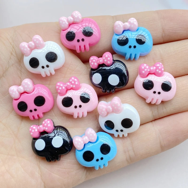 10Pcs Cute Resin Skull Flat Back Craft Embellishments for Scrapbooking Jewelry DIY