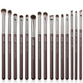 15-Piece Eye Makeup Brush Set with Vegan Fibers for Eyeshadow, Eyeliner & Brows