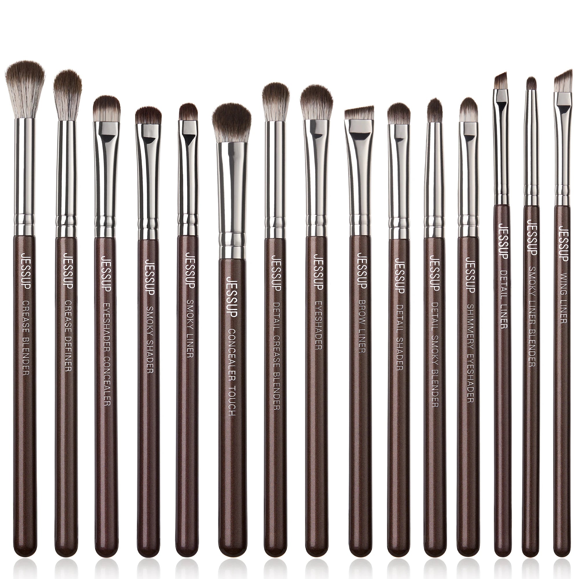 15-Piece Eye Makeup Brush Set with Vegan Fibers for Eyeshadow, Eyeliner & Brows
