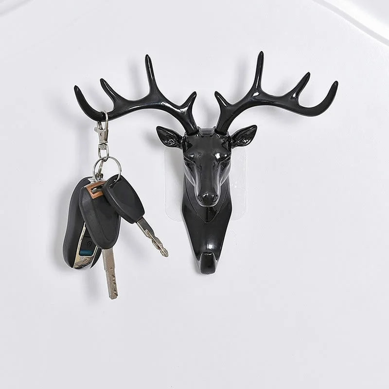 Wall Hanging Deer Head Hook Vintage Antlers Rack for Clothes Hat Scarf Keys
