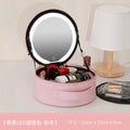 Travel Makeup Bag with LED Mirror and Light - Portable Rechargeable Cosmetic Case