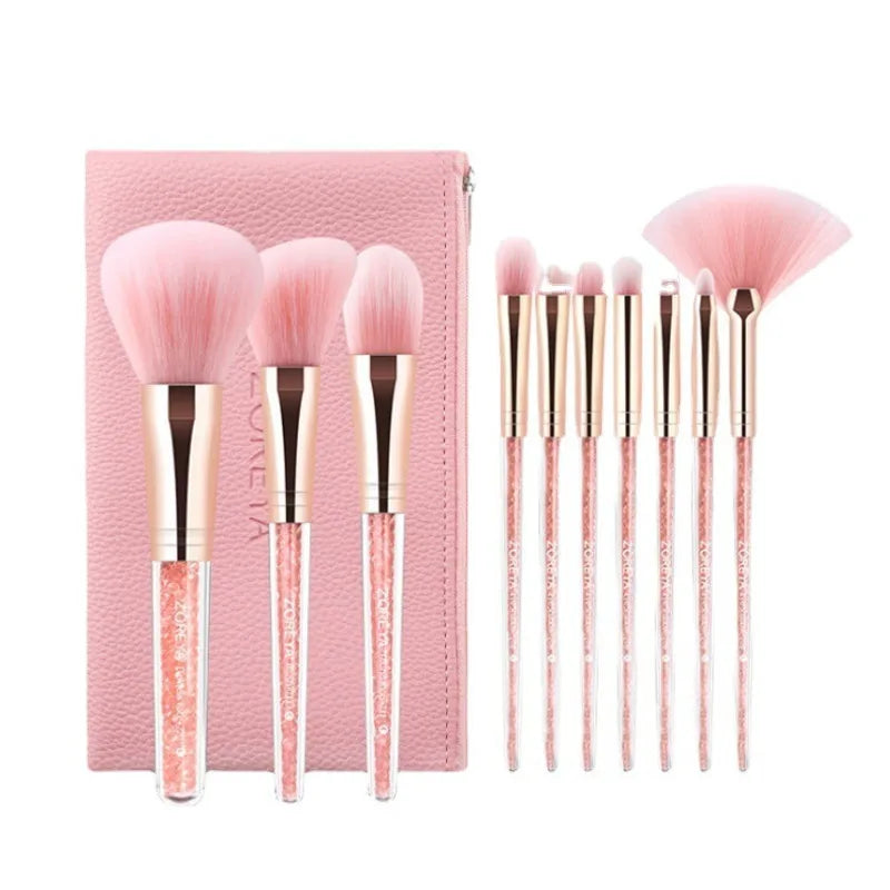 10-Piece Makeup Brush Set with Portable Storage Bag - Premium Beauty Tools