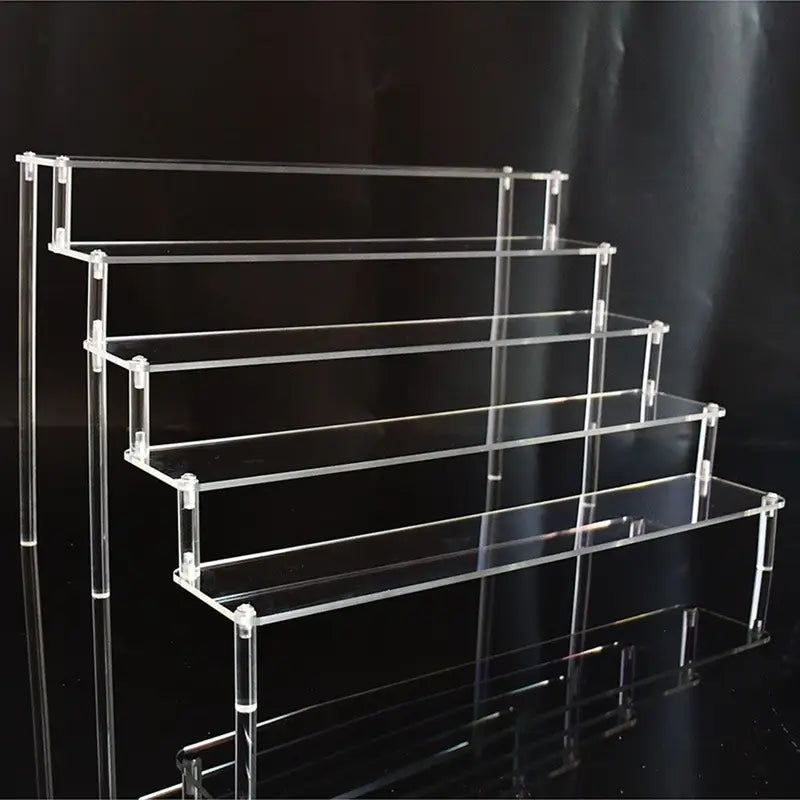 Acrylic Display Stand 4-Tier Trapezoidal Shelf for Dolls, Cupcakes, Perfume, Collectibles
