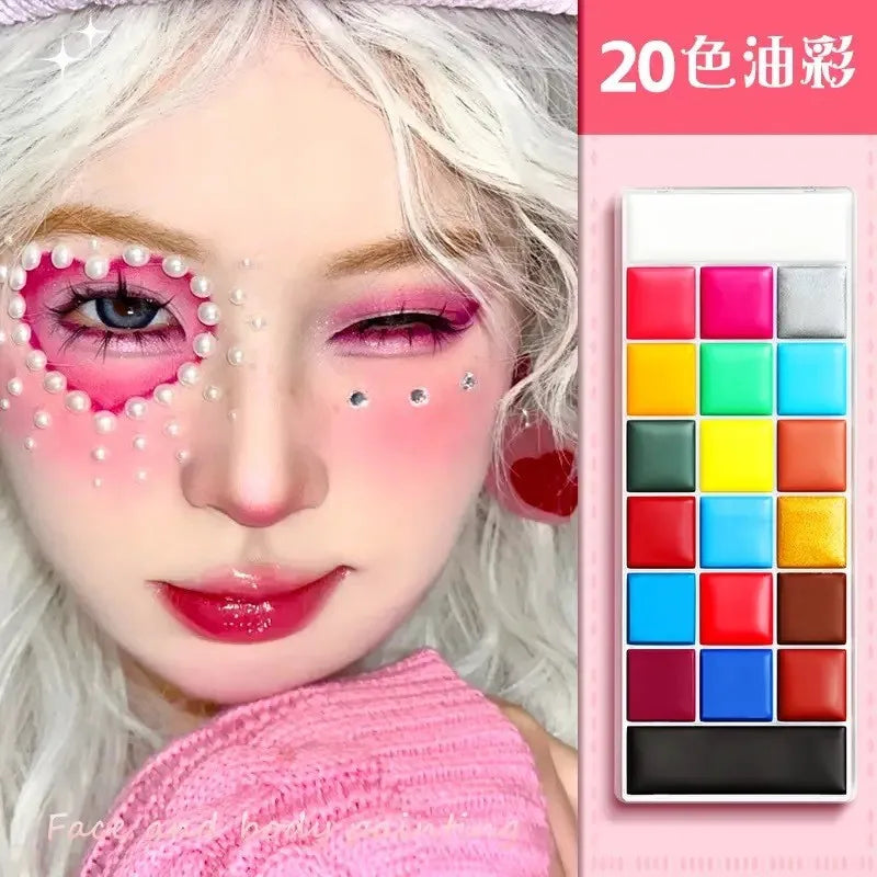 12-Color Oil-Based Face Paint Set for Children - Safe, Creative Halloween & Theatrical Makeup Wholesale