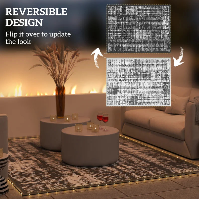Outdoor Reversible Lighted Rug 12x9 ft - Waterproof, UV-Resistant Patio Carpet