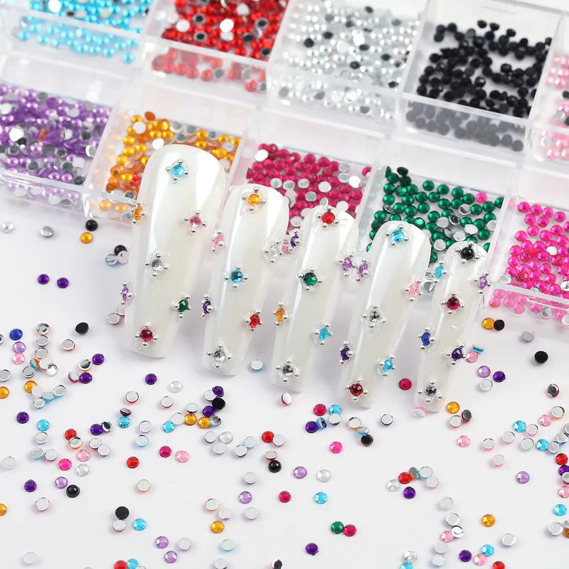 12 Pack Crystal Nail Art Rhinestones Flatback Gems for Nail Decoration