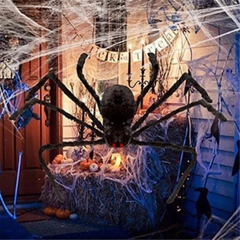 Large Outdoor Halloween Spider Decoration Plush Fake Spider for Yard & Party