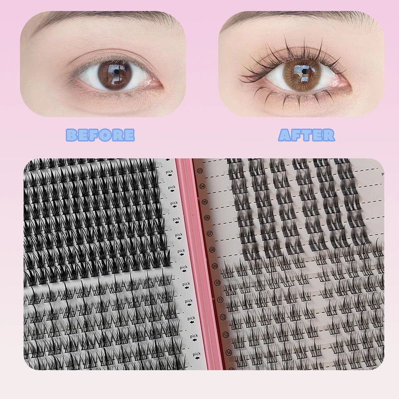False Eyelashes Mix 32 Rows Natural DIY Extension Supplies Multi Style